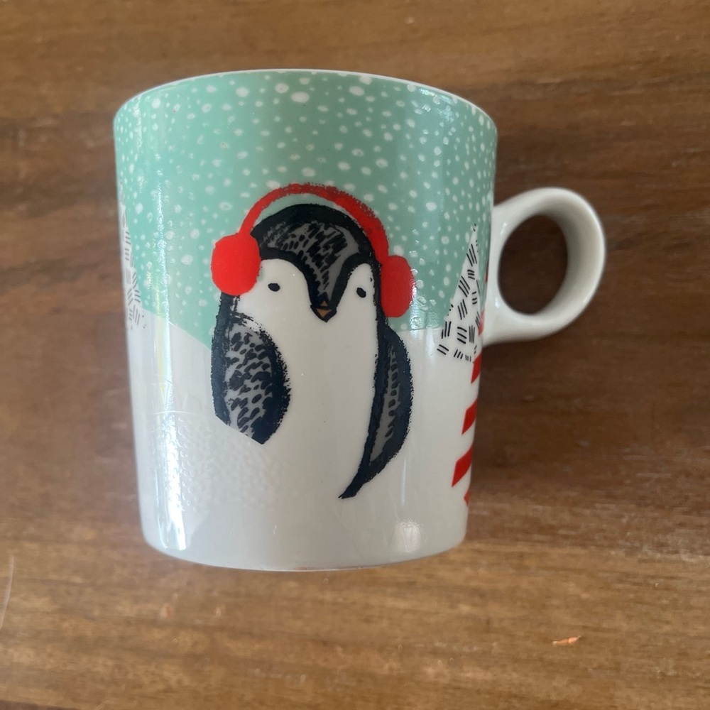 Starbucks Penguin Mug with Red and Green Accents - 10oz